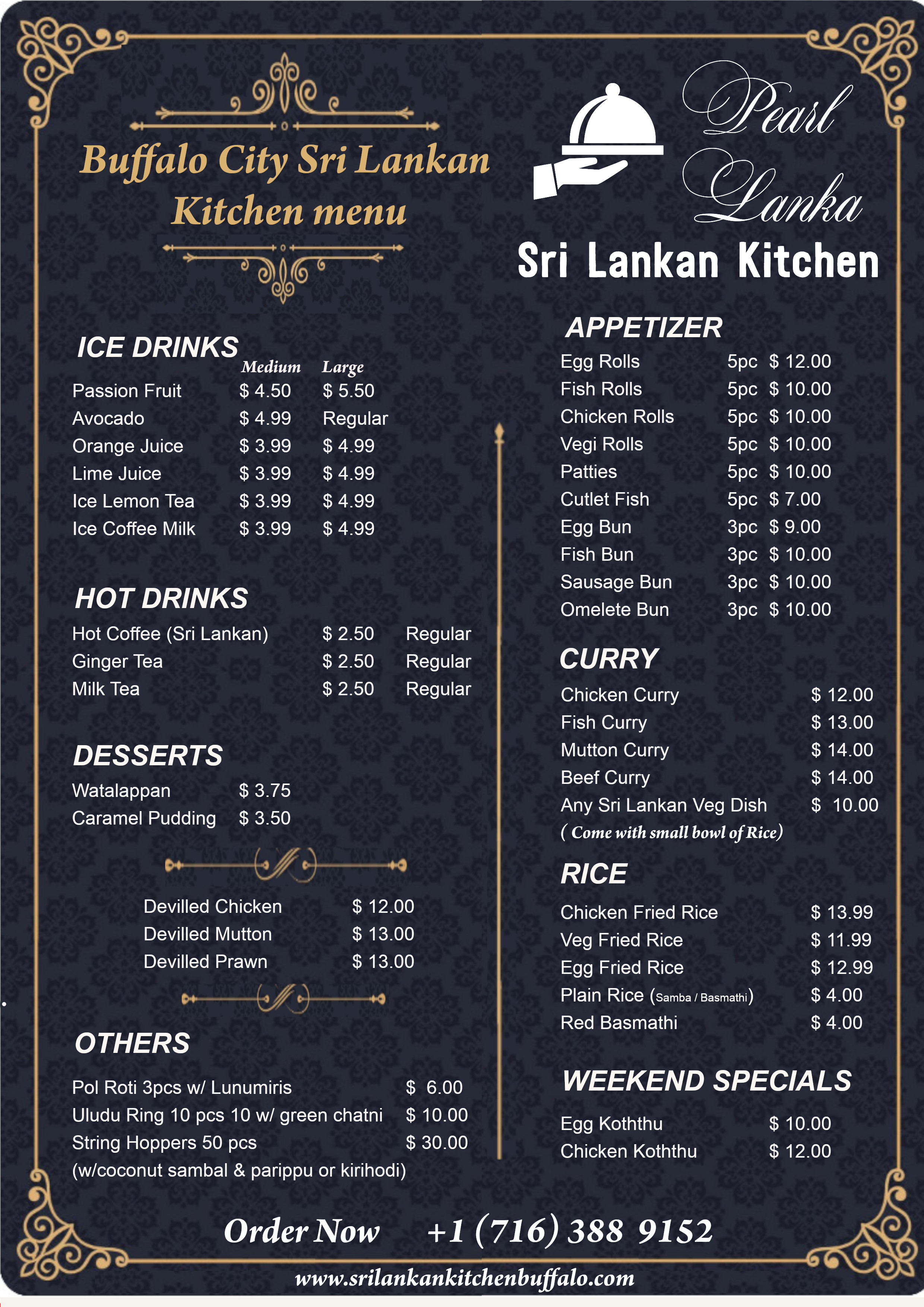 Sri Lankan Kitchen Menu